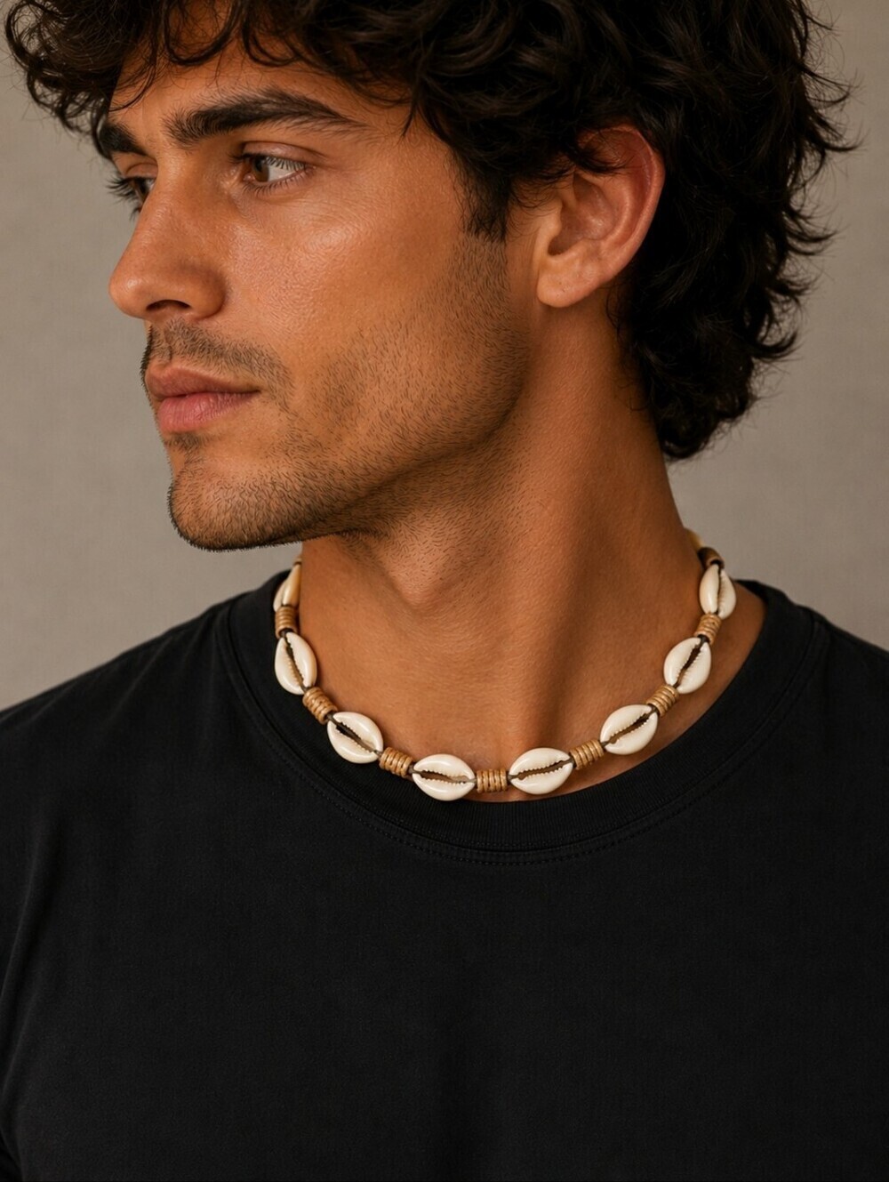 VTG Macrame Cowrie Shell Men's Surfer Festival Choker Necklace